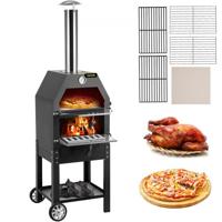 VEVOR Draagbare Pizzaoven Buiten 30 cm Roestvrijstalen Pizzaoven 458 x 464 x 1418 mm Houtgestookte Pizzaoven Buiten Gemaakt van Gietijzer en Roestvrij Staal Ideaal voor Verschillende Buitenbakplaatsen