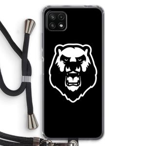 Angry Bear (black): Samsung Galaxy A22 5G Transparant Hoesje met koord