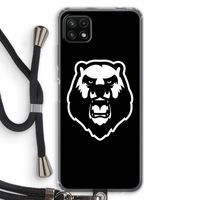 Angry Bear (black): Samsung Galaxy A22 5G Transparant Hoesje met koord