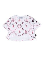 Philipp Plein Junior t-shirt en coton à logo imprimé - Blanc