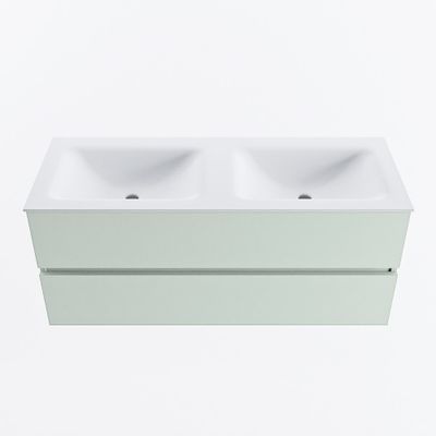 MONDIAZ VICA 120cm badmeubel onderkast Greey 2 lades. Wastafel CLOUD dubbel 2 kraangaten, kleur Talc.