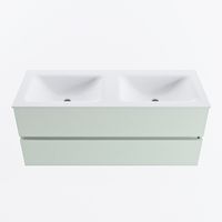 MONDIAZ VICA 120cm badmeubel onderkast Greey 2 lades. Wastafel CLOUD dubbel 2 kraangaten, kleur Talc.