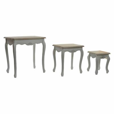 Set van 3 tafels DKD Home Decor Hout Wit (60 x 40 x 61 cm) (3 pcs)