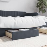 Opberglades bed 2 st bewerkt hout en fluweel donkergrijs