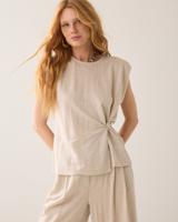 Summum Top Linen Look 3s5299-30761 T-shirt Korte Mouw 702 Pebble Beige