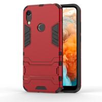 Schokbestendige PC + TPU Case voor Huawei Y6 (2019) met houder (rood)