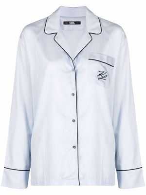 Karl Lagerfeld chemise de pyjama à liseré contrastant - Bleu