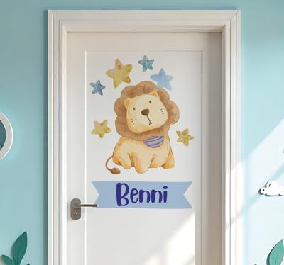 Deursticker leeuw voor kinderkamer