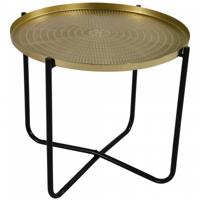 Lesli Living Bijzettafel - goudkleurig met zwart - metaal - 35 cm - plantenhouder