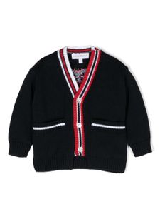 Emporio Armani Kids cardigan à logo intarsia - Bleu