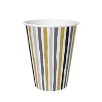 Duni Papieren Bekers Stripes Black and Gold 24 cl 10 Stuks - thumbnail