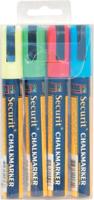 Securit krijtmarker medium, blister met 4 stuks in geassorteerde kleuren
