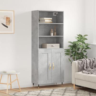 Hoge kast 69,5x34x180 cm bewerkt hout betongrijs