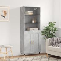 Hoge kast 69,5x34x180 cm bewerkt hout betongrijs
