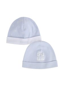 Givenchy Kids lot de 2 bonnets en coton à logo imprimé - Bleu