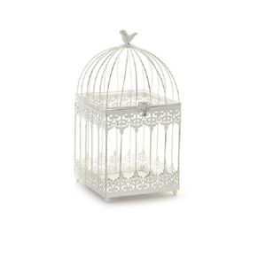 Home decoratie vogelkooi wit 19 x 19 x 39 cm