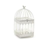 Home decoratie vogelkooi wit 19 x 19 x 39 cm