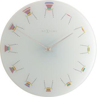 NeXtime klok 8809 chair, ø30 cm, wall, white/ multi-color