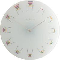 NeXtime klok 8809 chair, ø30 cm, wall, white/ multi-color NeXtime klok 8809 chair, ø30 cm, wall, white/ multi-color