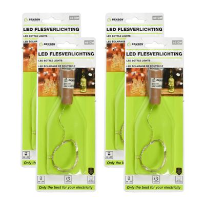 LED flesverlichting - 4x - warm wit - 48 cm - 5 LED's - incl. batterij - Sfeerverlichting voor in ee