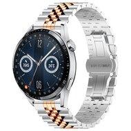 Stalen band - Zilver / rosé goud - Huawei Watch GT 5 (Pro) / GT 4 / GT 3 / GT 2 - 46mm