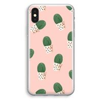 Cactusprint roze: iPhone XS Transparant Hoesje
