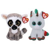 Ty - Knuffel - Beanie Boo's - Linus Lemur & Christmas Unicorn