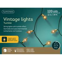 Kerstverlichting - 120 vintage led lampjes- 1190 cm - 8 functies - groen snoer