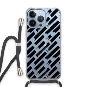 Zwarte vegen: iPhone 13 Pro Transparant Hoesje met koord