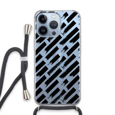 Zwarte vegen: iPhone 13 Pro Transparant Hoesje met koord