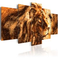 Schilderij - Prachtige Leeuw, 5 luik