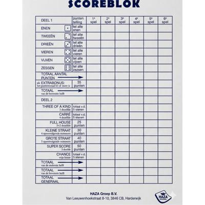 Sigel scoreblok Yahtzee 250 vellen - Dobbelspellen - Familiespelletjes