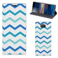 Sony Xperia 10 Plus | Hoesje met Magneet | Zigzag Blauw