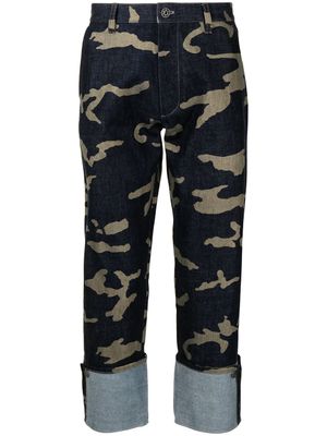 Ports V jean droit à imprimé camouflage - Bleu
