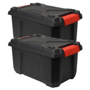 EDA outdoor/tuin opberg box Xpert Pro - 2x - vocht- en vorstbestendig - zwart - 40L - 57 x 36 x 30 c