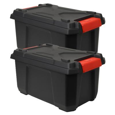 EDA outdoor/tuin opberg box Xpert Pro - 2x - vocht- en vorstbestendig - zwart - 40L - 57 x 36 x 30 c