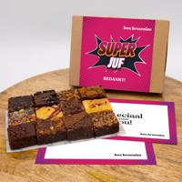 Bedankt Juf Mini's Box - 12 Brownies Per Post - Brievenbus Pakket - 12 smaken - Juf Cadeau - Bedankt Juf - Bedankje juf - Bedankt Cadeau - Super Juf