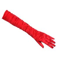 Verkleed handschoenen voor dames - lang model - polyester - rood - one size maat M/L - thumbnail