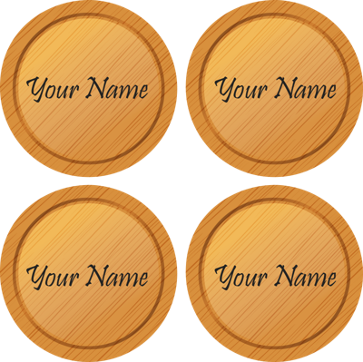 Onderzetters houten textuur met naam