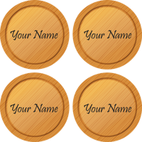 Onderzetters houten textuur met naam