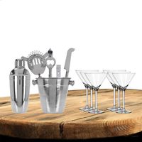 Excellent Houseware cocktails maken set 6-delig met 6x Martini glazen - thumbnail