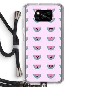Smiley watermeloenprint: Xiaomi Poco X3 Pro Transparant Hoesje met koord