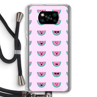 Smiley watermeloenprint: Xiaomi Poco X3 Pro Transparant Hoesje met koord