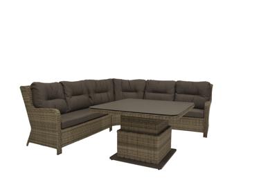 Qopps lounge hoekbank Sandigo met tuintafel in hoogte verstelbaar