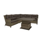 Qopps lounge hoekbank Sandigo met tuintafel in hoogte verstelbaar