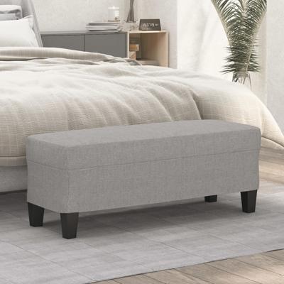 Bankje 100x35x41 cm stof lichtgrijs