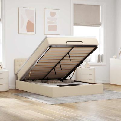 Bed met matras 140x200 cm stof crèmekleurig