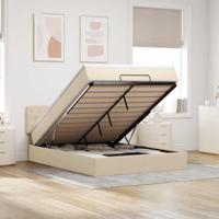 Bed met matras 140x200 cm stof crèmekleurig
