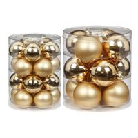 42x stuks glazen kerstballen elegant goud mix 6 en 8 cm glans en mat - thumbnail