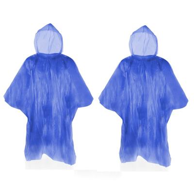 Wegwerp regenponcho - Pakket van 10x stuks - blauw - voor kinderen - 63 x 70 cm - polyester - regenk